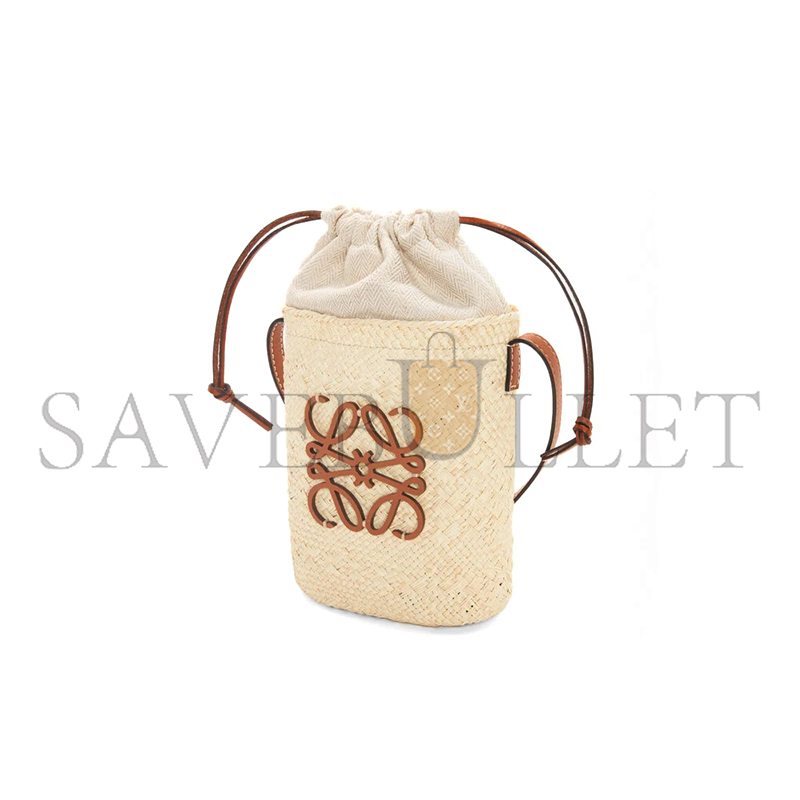 L0ew* square pocket in iraca palm and calfskin c630g35x05 (22.5*15*6cm)